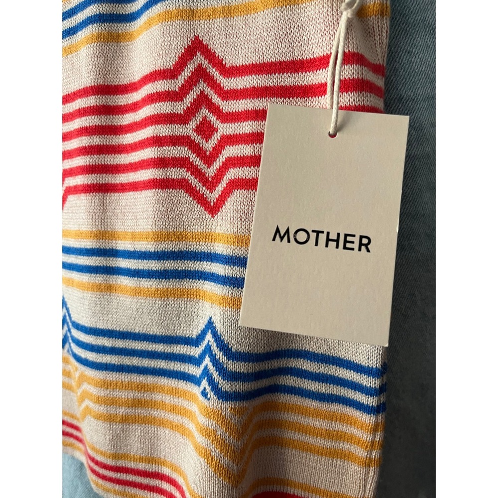 MOTHER The Itty Bitty Scoop Neck Knit Top Twin Peaks Stripe Pearl S NWT - Picture 4 of 13